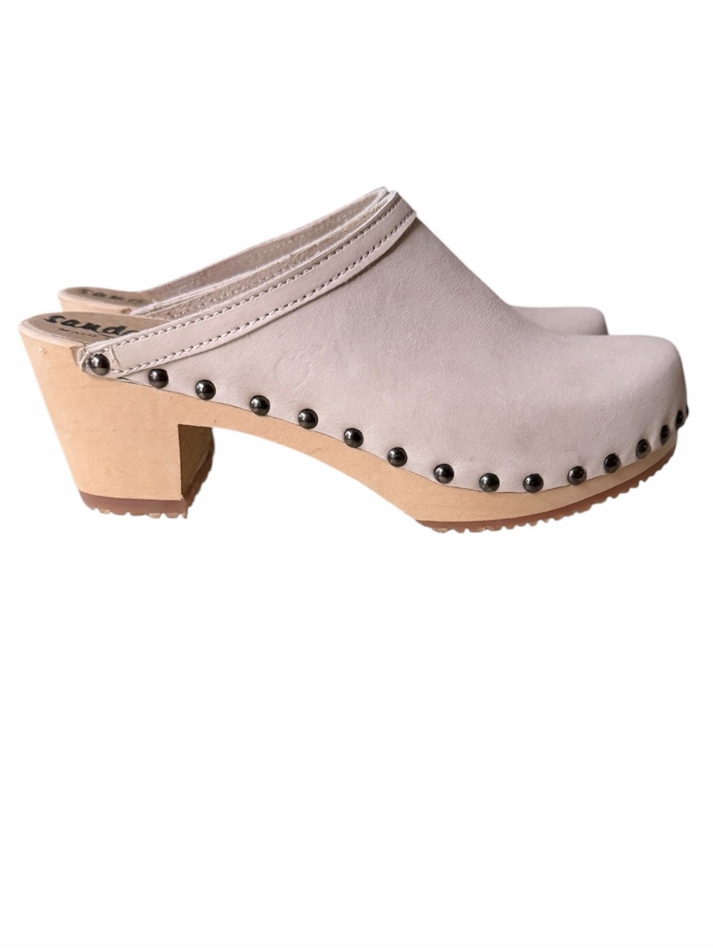New Unworn Sandgrens Rome Leather and Wood Clogs, color Sand, EU 37 - Picture 3 of 9